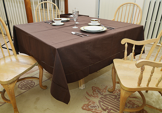 Festive square tablecloth. French Roast (Brown) color. 70"square